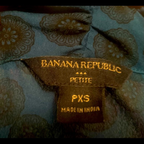 Banana Republic teal/turquoise button up tie neck blouse-petite xs - Picture 2 of 4